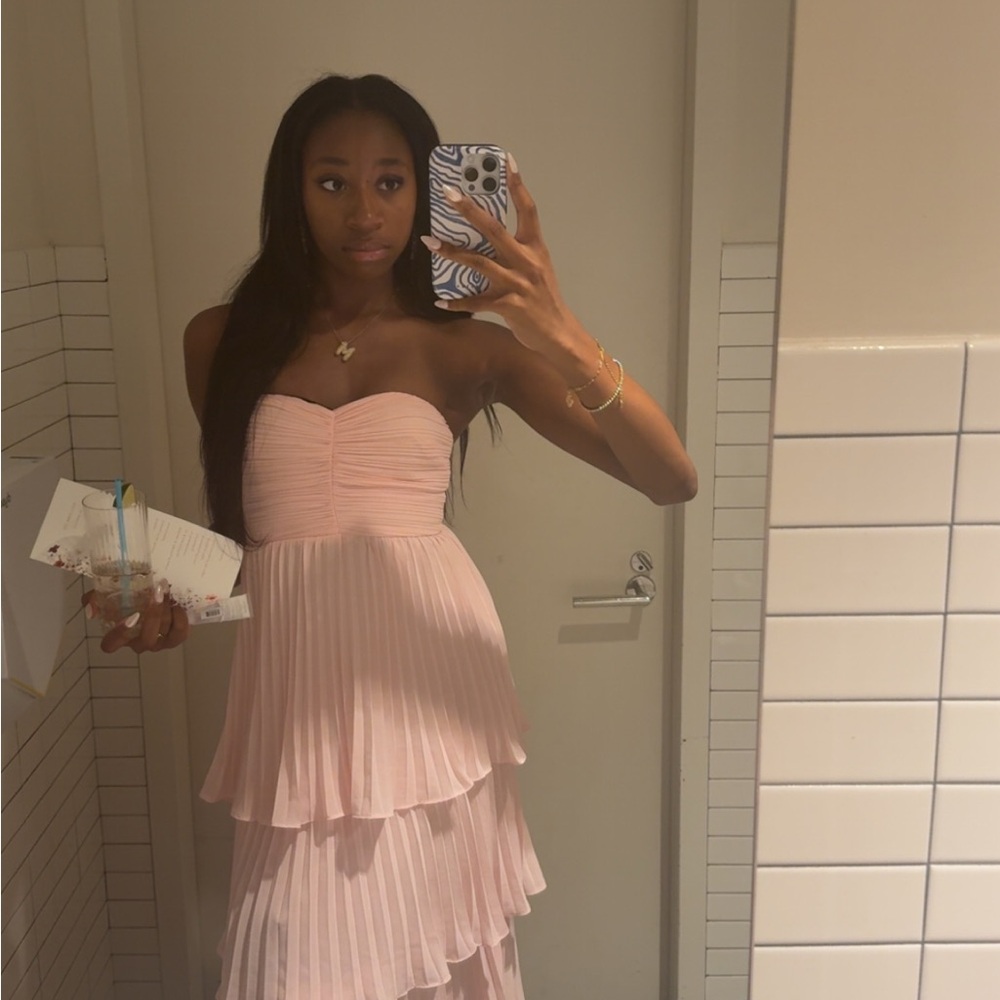 Lulu's Blush Strapless Layered Dress
